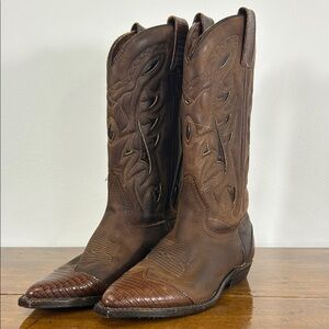 Double H Vintage Leather Cowboy Boots Western Heeled Boots Country Farm Festival